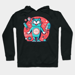 Funky playful blue robot cat Hoodie